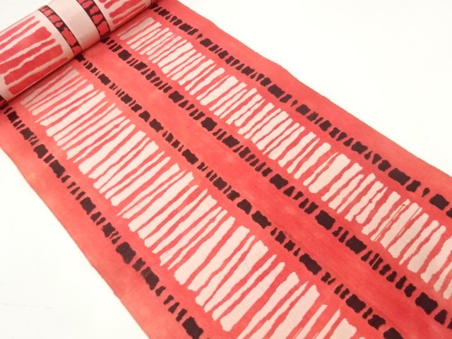 JAPANESE KIMONO / ANTIQUE BOLT FOR HASSUN OBI / WOVEN ABSTRACT PATTERN